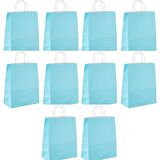 Büküm Saplı Kraft Kağıt Karton Hediyelik Çanta Poşet Torba - Mavi - 25x31 Cm. - 5 Adetlik 10 Paket