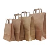 Flat Kraft Kağıt Çanta Karton Hediyelik Poşet Torba - 18x24 Cm. - 30 Adet
