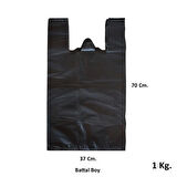 Siyah Dökme Market Poşeti Torbası - Hışır Atlet Poşet - Battal Boy - 37 x 70 Cm. - 1 Kg.