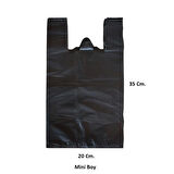 Siyah Dökme Market Poşeti Torbası - Hışır Atlet Poşet - Mini Boy - 20 x 35 Cm. - 1 Kg.