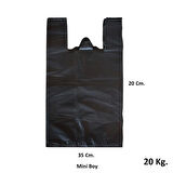 Siyah Dökme Market Poşeti Torbası - Hışır Atlet Poşet - Mini Boy - 20 x 35 Cm. - 20 Kg.