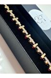 Domino Üçgen Model Çelik Rose Gold Bileklik