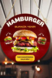 Hamburger Dükkanı Için Duvar, Kapı, Çift Taraflı Askılı Pano Karşılama Tabelası, Restoran Süs Dekor