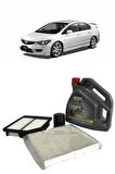 2007-2012 HONDA CİVİC YAĞ BAKIM SETİ YAĞ VE YAĞ FİLTRESİ POLEN VE HAVA FİLTRESİ CASTROL GTX