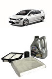 2007-2012 HONDA CİVİC YAĞ BAKIM SETİ YAĞ VE YAĞ FİLTRESİ POLEN VE HAVA FİLTRESİ MOBİL 10W40