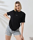 civetta Unisex Bisiklet Yaka Baskılı Slim Fit T-Shirt - Siyah