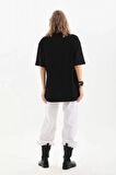 civetta Unisex Bisiklet Yaka 20/1 Düz Oversize T-Shirt - Siyah