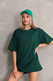 civetta Unisex Bisiklet Yaka 20/1 Düz Oversize T-Shirt - Yeşil
