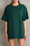 civetta Unisex Bisiklet Yaka 20/1 Düz Oversize T-Shirt - Yeşil