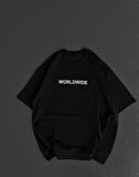 civetta Unisex Bisiklet Yaka Baskılı Oversize T-Shirt - Siyah