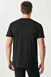 Erkek Siyah 360 Derece Her Yöne Esneyen Slim Fit Dar Kesim Bisiklet Yaka Tişört