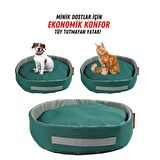 Sünger Simit Köpek Yuvası Küçük Irk Köpek Yatağı Ve Kedi Yatağı 55 Cm Turkuaz Antrasit