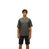 Liber Oversize T-Shirt Koyu Gri Basic Erkek Tişört 
