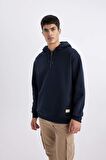 DeFacto Oversize Geniş Kalıp Kapüşonlu Yarım Fermuarlı Sweatshirt B4846AX24SPNV163