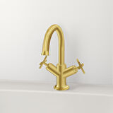 VitrA Origin Classic A4288425 Çift Kumandalı Lavabo Bataryası, Fırçalı Altın