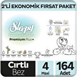 Sleepy Bio Natural Premium Plus 2'li Ekonomik Fırsat Paketi Bebek Bezi 4 Numara Maxi 164 Adet