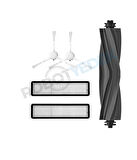 Dreame D10S D10S Pro Uyumlu Yedek Mopsuz Silikon Fırça Hepa Filtre Beyaz Yan Fırça Seti-5 Parça