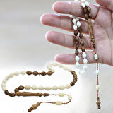 Sistemli Kuka İmameli Arpa Kesim Naturel Renk Deve Kemiği Tesbih