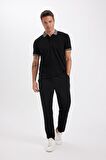 Slim Fit Kıvrılmaz Polo Yaka Kol Bantlı Pamuklu Tişört