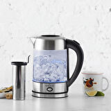 Karaca Cam Inox Bitki Çayı Makinesi Ve Su Isıtıcı Kettle 2202,led, Yüksek Borosilikat Gövde