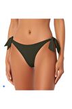 Haki Brezilya Kalın İp Bağlamalı Bikini Altı