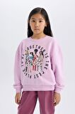DeFacto Kız Çocuk Barbie Relax Fit Bisiklet Yaka Sweatshirt D4379A824WNPR139