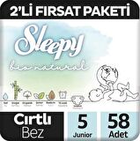 Sleepy Bio Natural 2'li Fırsat Paketi Bebek Bezi 5 Numara Junior 58 Adet