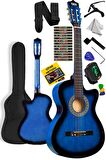 Midex CG-395BL Mavi Renk Kesik Klasik Gitar 4/4 Yetişkin Boy Sap Ayarlı Full Set