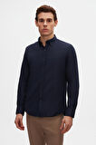 Ds Damat Slim Fit Lacivert Oxford Düğmeli Yaka Kolay Ütülenebilir Nakış Detaylı Pamuklu Gömlek 4HC02ORT03265