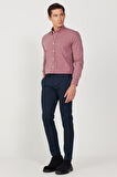 Erkek Lacivert Slim Fit Dar Kesim Pamuklu Esnek Rahat Armürlü Pantolon