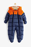 Next Baby Fatface Lacivert Turuncu Tam Polar Astarlı Kar Tulumu