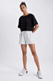 DeFactoFit Cropped Fit Bisiklet Yaka Sporcu Ribana Kısa Kollu Tişört A9916AX23HSBK81