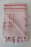 Sevim Yavruağzı Renk & Pembe Çizgili Havlu Peştemal - Pamuklu Ve Yüksek Su Emici - 90x170 Cm