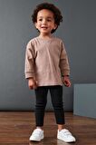 Pamuklu Soft Kahve Sweatshirt Tayt Alt Üst Takım