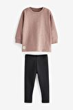 Pamuklu Soft Kahve Sweatshirt Tayt Alt Üst Takım