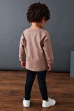 Pamuklu Soft Kahve Sweatshirt Tayt Alt Üst Takım