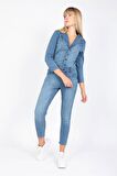 Kadın Jean Tulum Pantolon Mavi