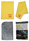 Polikur 3224 Mikrofiber Güderi Oto Kurulama Bezi ve Spark 2316 Peluş Oto Kurulama Bezi (2'li SET)