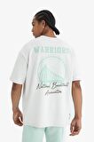 DeFactoFit NBA Golden State Warriors Oversize Geniş Kalıp Bisiklet Yaka Sırt Baskılı Kısa Kollu Tişört D8611AX25SPBG662