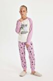 DeFacto Kız Çocuk Pijama Takımı PowerPuff Girls Uzun Kollu Üst Uzun Alt D4158A824AUER103
