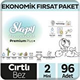 Sleepy Bio Natural Premium Plus Ekonomik Fırsat Paketi Bebek Bezi 2 Numara Mini 96 Adet