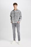 DeFacto Oversize Geniş Kalıp Pamuklu Jean Uzun Kollu Basic Düz Gömlek D0449AX24AUNM18