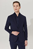 Erkek Lacivert Slim Fit Dar Kesim Mono Yaka Takım Elbise