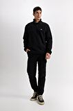 DeFacto Relax Fit Dik Yaka Fermuarlı Polar Sweatshirt D2348AX24AUBK81