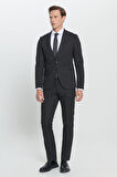 Erkek Siyah Ekstra Slim Fit Dar Kesim Kırlangıç Yaka Takım Elbise
