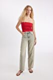 DeFacto Slim Fit Dar Kesim Basic Düz Straplez Bluz D4231AX24HSRD119
