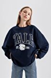 DeFacto Yale University Oversize Fit Bisiklet Yaka Kalın Sweatshirt B2539AX23WNNV199