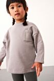 % 100 Pamuklu Gri Sweatshirt Tayt Alt Üst Takım
