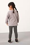 % 100 Pamuklu Gri Sweatshirt Tayt Alt Üst Takım