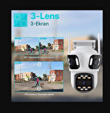  8K 16MP 8X Zoom Dış Mekan Kablosuz 360 IP Kamera PTZ 3 Kameralı Dört Lensli Wi-Fi Kamera CMR60